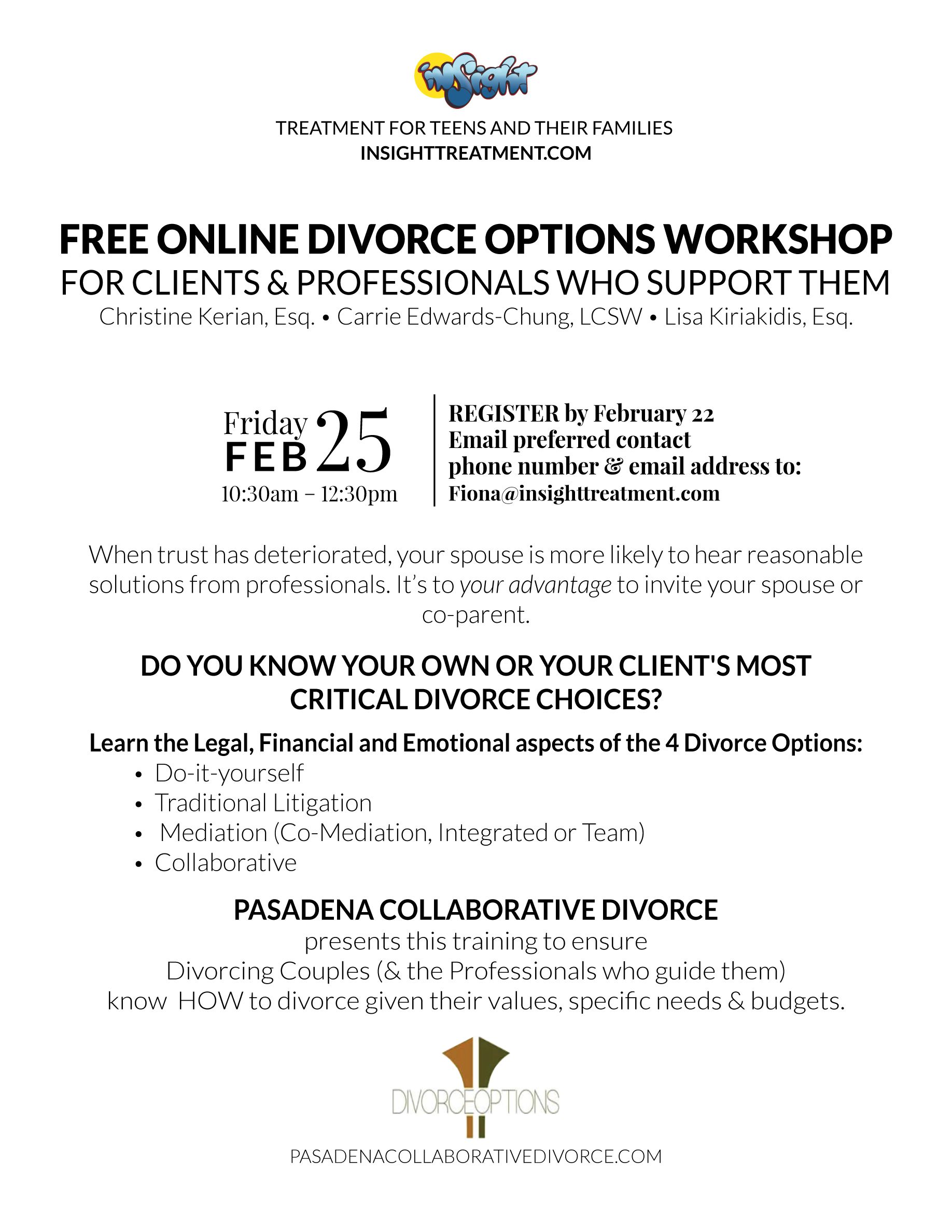 Divorce Options Workshop February 25th